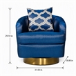 Pemberly Row Glam Fabric Accent Chair in Blue with Swivel Gold Base