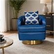 Pemberly Row Glam Fabric Accent Chair in Blue with Swivel Gold Base
