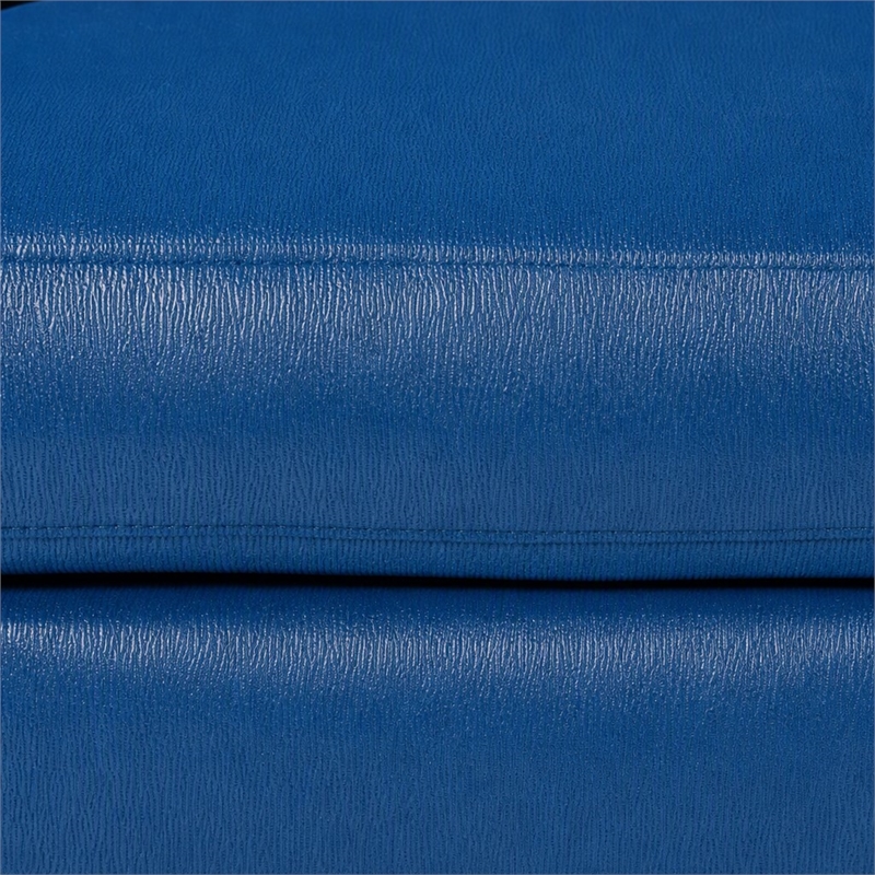 Pemberly Row Glam Fabric Accent Chair in Blue with Swivel Gold Base