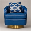 Pemberly Row Glam Fabric Accent Chair in Blue with Swivel Gold Base