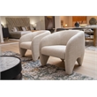 Pemberly Row Modern Beige Polyester Accent Chair with Ash Frame
