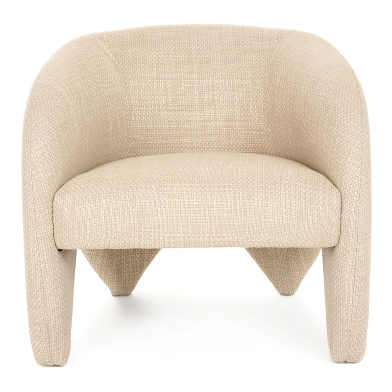 Pemberly Row Modern Beige Polyester Accent Chair with Ash Frame
