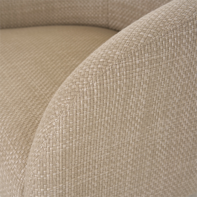 Pemberly Row Modern Beige Polyester Accent Chair with Ash Frame