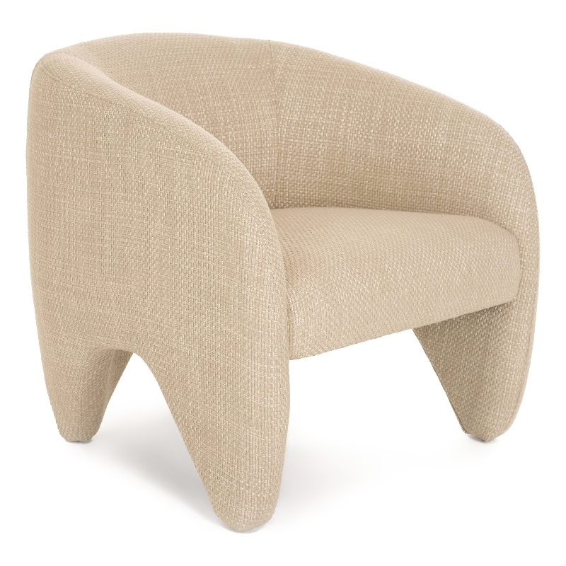 Pemberly Row Modern Beige Polyester Accent Chair with Ash Frame
