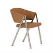 Pemberly Row Modern Camel Vegan Leather Dining Chair Set with Metal Legs