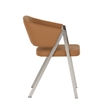 Pemberly Row Modern Camel Vegan Leather Dining Chair Set with Metal Legs
