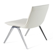 Pemberly Row Modern White Vegan Leather Accent Chair with Stainless Steel Legs