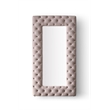 Pemberly Row Transitional Gray Velvet Floor Mirror with Diamond Tufting