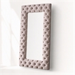 Pemberly Row Transitional Gray Velvet Floor Mirror with Diamond Tufting