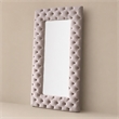 Pemberly Row Transitional Gray Velvet Floor Mirror with Diamond Tufting