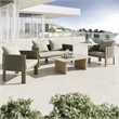 Pemberly Row Outdoor Beige Fabric & Gray Rope Chair