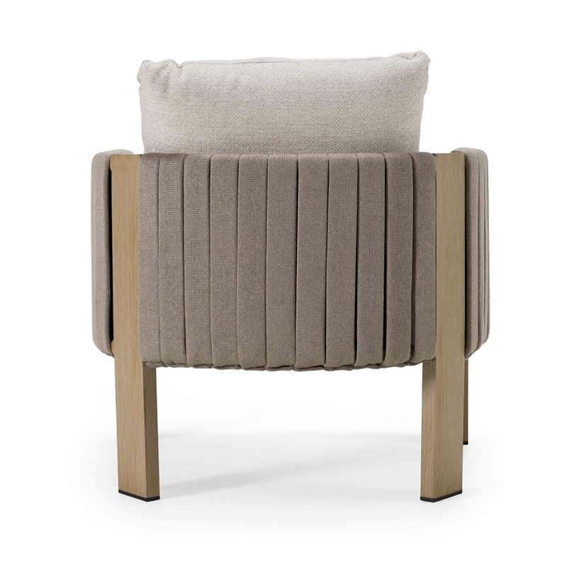 Pemberly Row Outdoor Beige Fabric & Gray Rope Chair