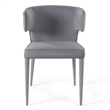 Pemberly Row Gray Velvet Arm Dining Chair with Metal Frame
