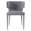 Pemberly Row Gray Velvet Arm Dining Chair with Metal Frame