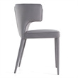 Pemberly Row Gray Velvet Arm Dining Chair with Metal Frame