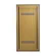 Pemberly Row Brushed Brass Floor Mirror with Wood Frame