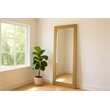 Pemberly Row Brushed Brass Floor Mirror with Wood Frame