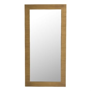Pemberly Row Brushed Brass Floor Mirror with Wood Frame