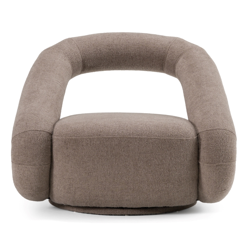 Pemberly Row Modern Brown Fabric Swivel Accent Chair with Metal Base