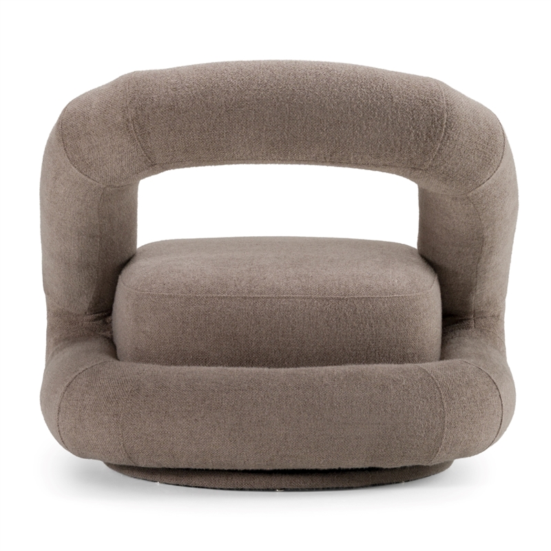 Pemberly Row Modern Brown Fabric Swivel Accent Chair with Metal Base