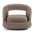 Pemberly Row Modern Brown Fabric Swivel Accent Chair with Metal Base