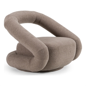 Pemberly Row Modern Brown Fabric Swivel Accent Chair with Metal Base