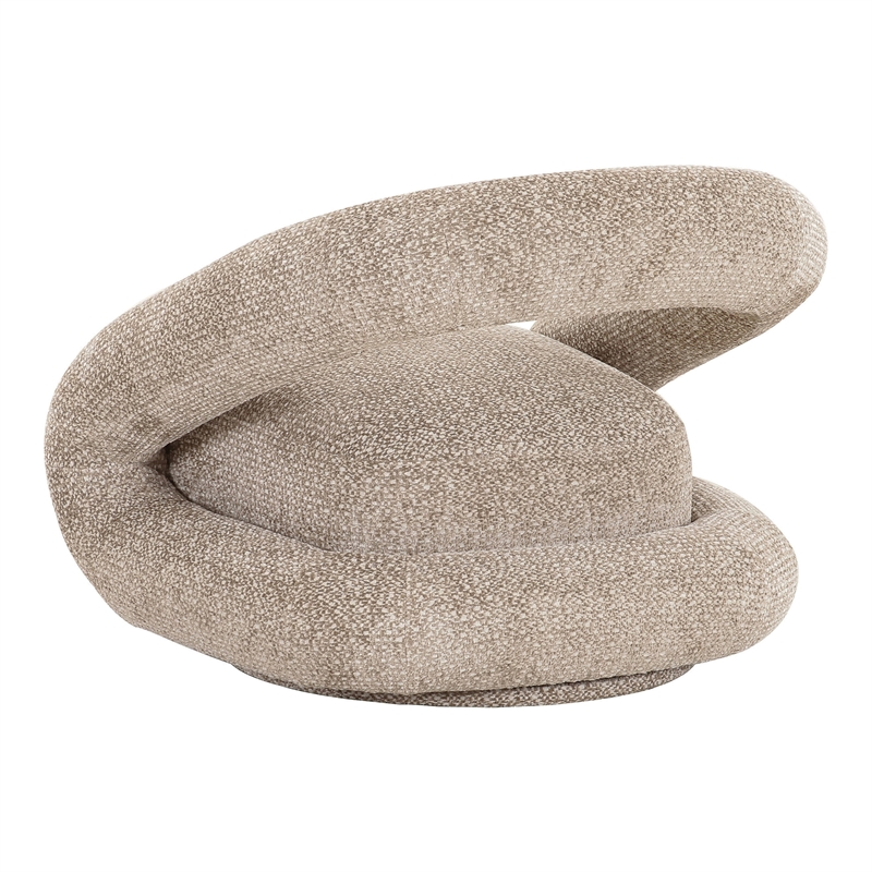 Pemberly Row Modern Beige Fabric Swivel Accent Chair with Metal Base