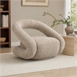 Pemberly Row Modern Beige Fabric Swivel Accent Chair with Metal Base