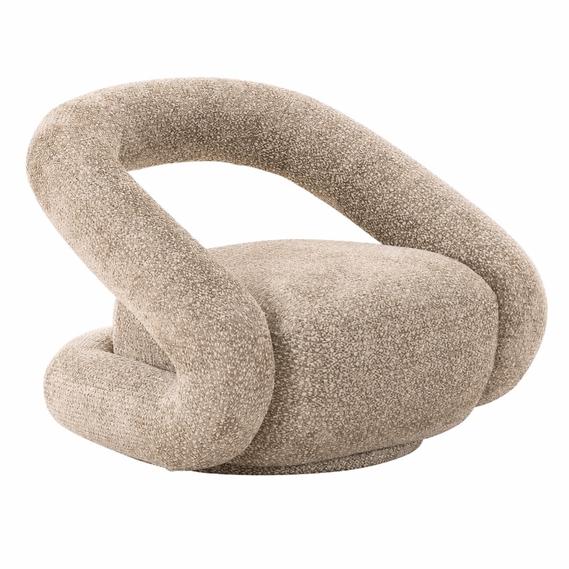 Pemberly Row Modern Beige Fabric Swivel Accent Chair with Metal Base