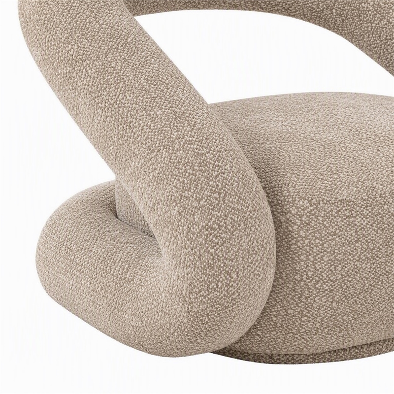Pemberly Row Modern Beige Fabric Swivel Accent Chair with Metal Base
