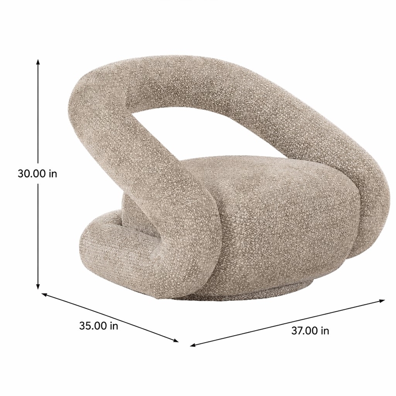 Pemberly Row Modern Beige Fabric Swivel Accent Chair with Metal Base