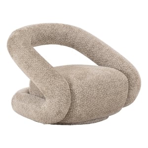 Pemberly Row Modern Beige Fabric Swivel Accent Chair with Metal Base