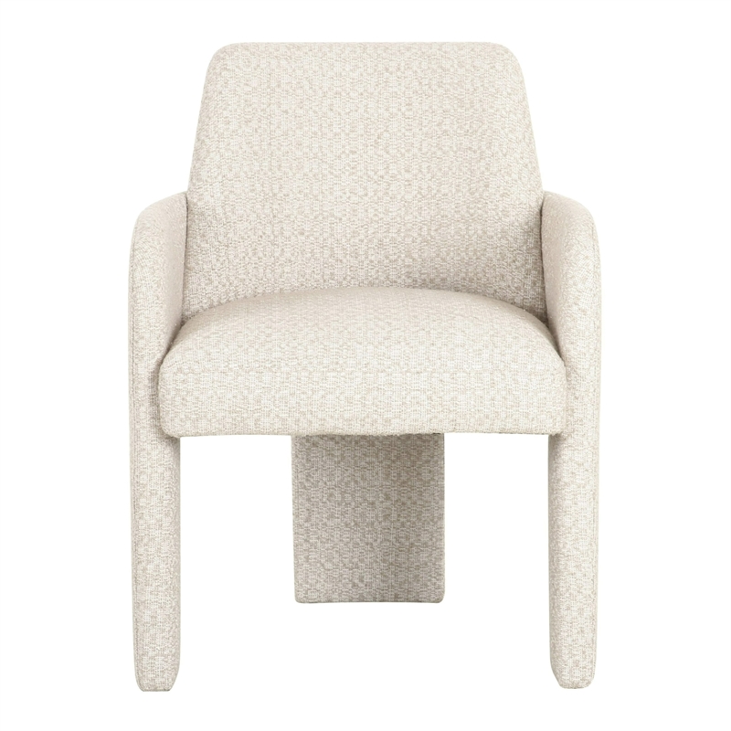 Pemberly Row Modern Beige Fabric Dining Arm Chair with Windsor Back