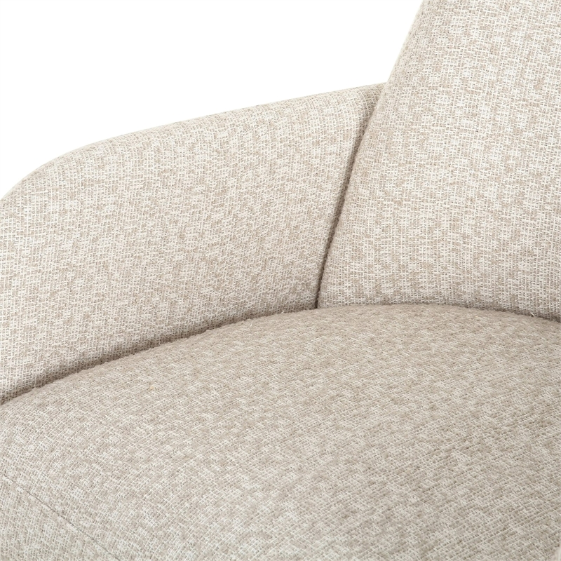 Pemberly Row Modern Beige Fabric Dining Arm Chair with Windsor Back