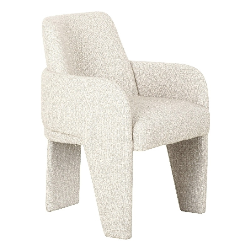 Pemberly Row Modern Beige Fabric Dining Arm Chair with Windsor Back