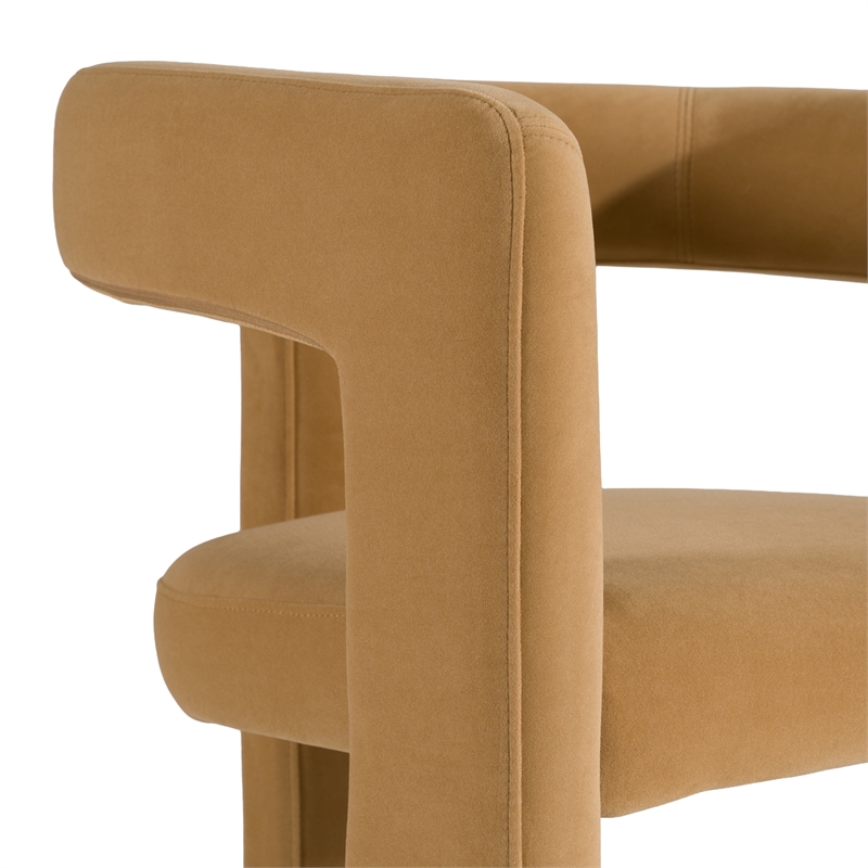 Pemberly Row Tan Dining Chair with Polyester Upholstery and Iron Legs