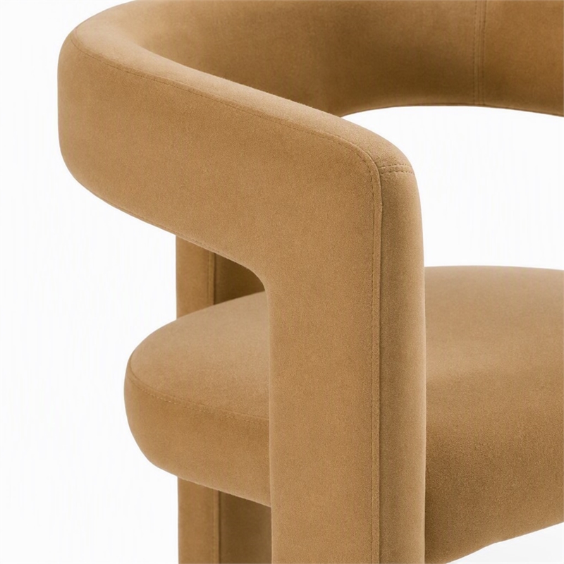 Pemberly Row Tan Dining Chair with Polyester Upholstery and Iron Legs
