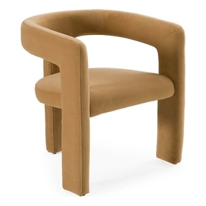 Pemberly Row Tan Dining Chair with Polyester Upholstery and Iron Legs