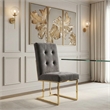 Pemberly Row Grey Tufted Fabric Dining Chairs with Gold Legs (Set of 2)