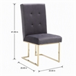 Pemberly Row Grey Tufted Fabric Dining Chairs with Gold Legs (Set of 2)