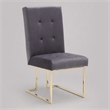 Pemberly Row Grey Tufted Fabric Dining Chairs with Gold Legs (Set of 2)