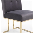 Pemberly Row Grey Tufted Fabric Dining Chairs with Gold Legs (Set of 2)
