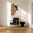 Pemberly Row Modern Black Fabric Accent Chair with Oak Wood Frame