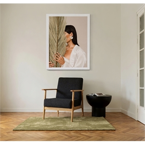 Pemberly Row Modern Black Fabric Accent Chair with Oak Wood Frame