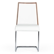 Pemberly Row Modern Dining Chair Set in White Leatherette & Walnut (2)