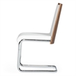 Pemberly Row Modern Dining Chair Set in White Leatherette & Walnut (2)