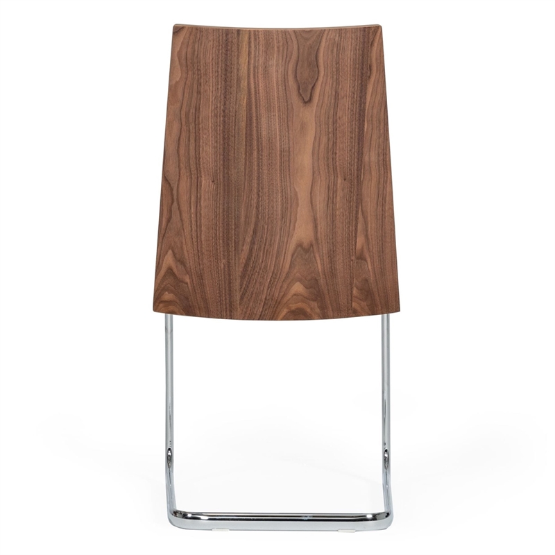 Pemberly Row Modern Dining Chair Set in White Leatherette & Walnut (2)
