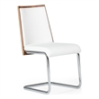 Pemberly Row Modern Dining Chair Set in White Leatherette & Walnut (2)