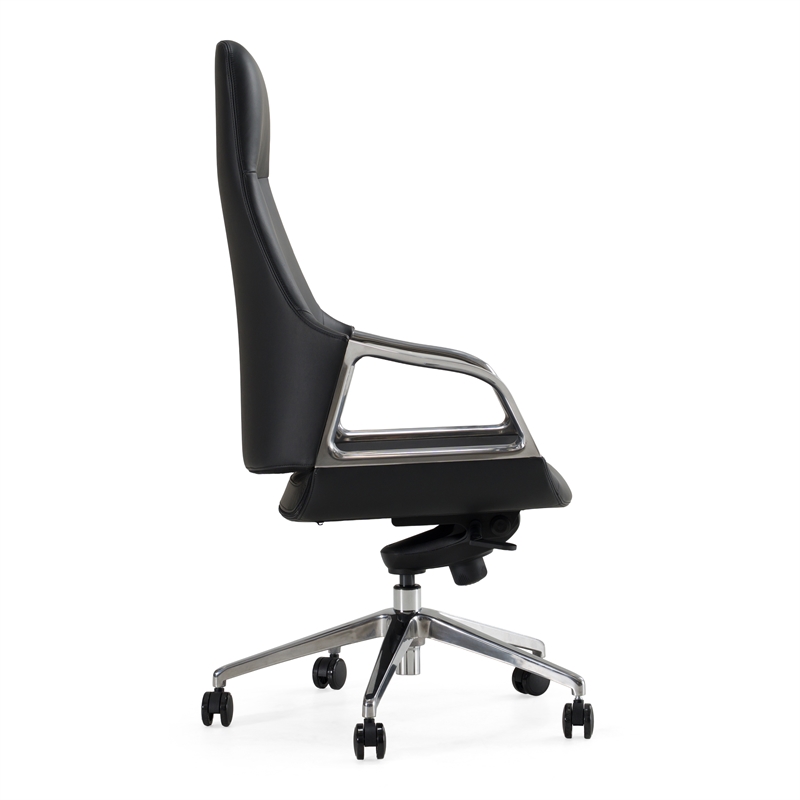 Pemberly Row Modern Black High Back Executive Office Chair in Leather
