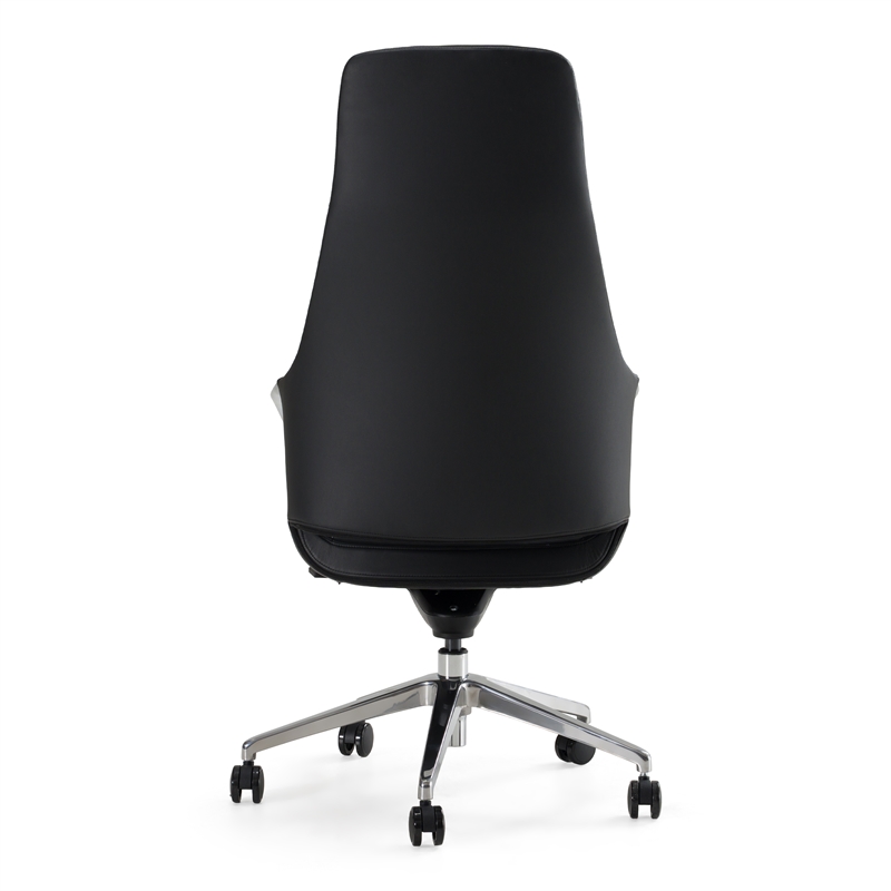 Pemberly Row Modern Black High Back Executive Office Chair in Leather